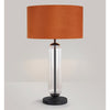 Hamble Tubular Table Lamp in Satin Black with Clear Glass and Burnt Orange Velvet Shade