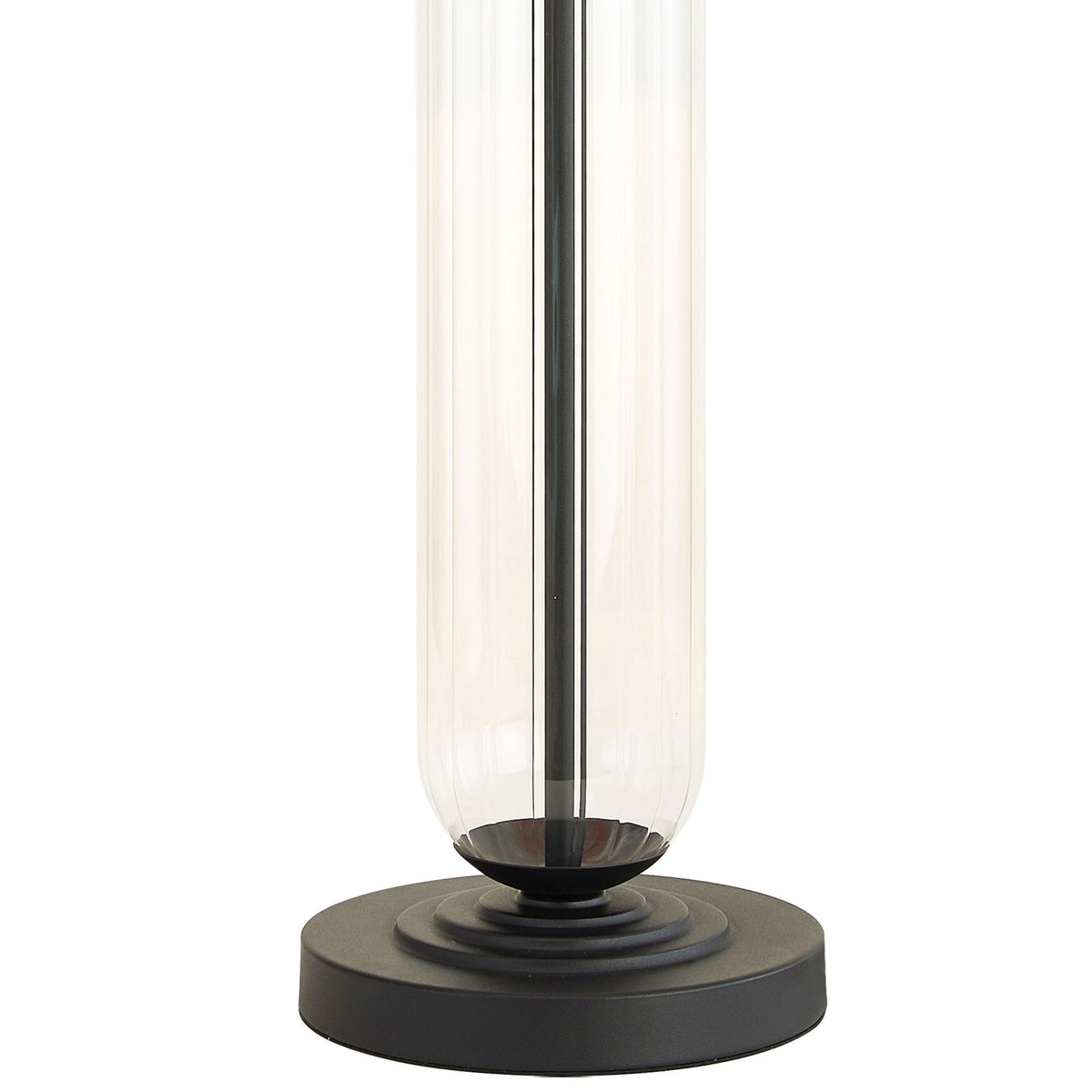 Hamble Tubular Table Lamp in Satin Black with Clear Glass and Burnt Orange Velvet Shade