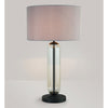 Hamble Tubular Table Lamp in Satin Black with Clear Glass and Lunar Faux Silk Shade