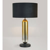 Hamble Tubular Table Lamp in Satin Black with Gold Fade Glass and Black Velvet Shade