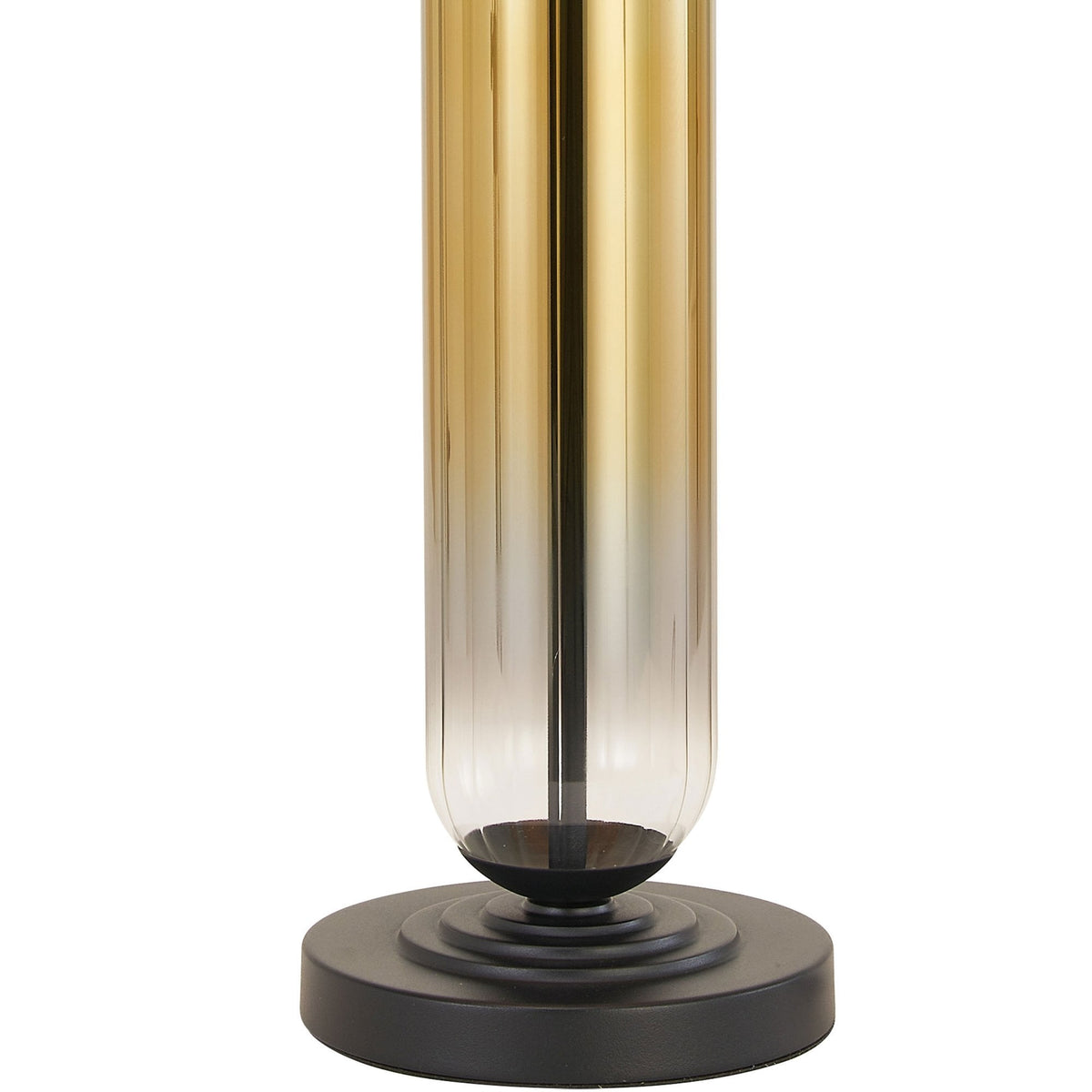 Hamble Tubular Table Lamp in Satin Black with Gold Fade Glass and Black Velvet Shade