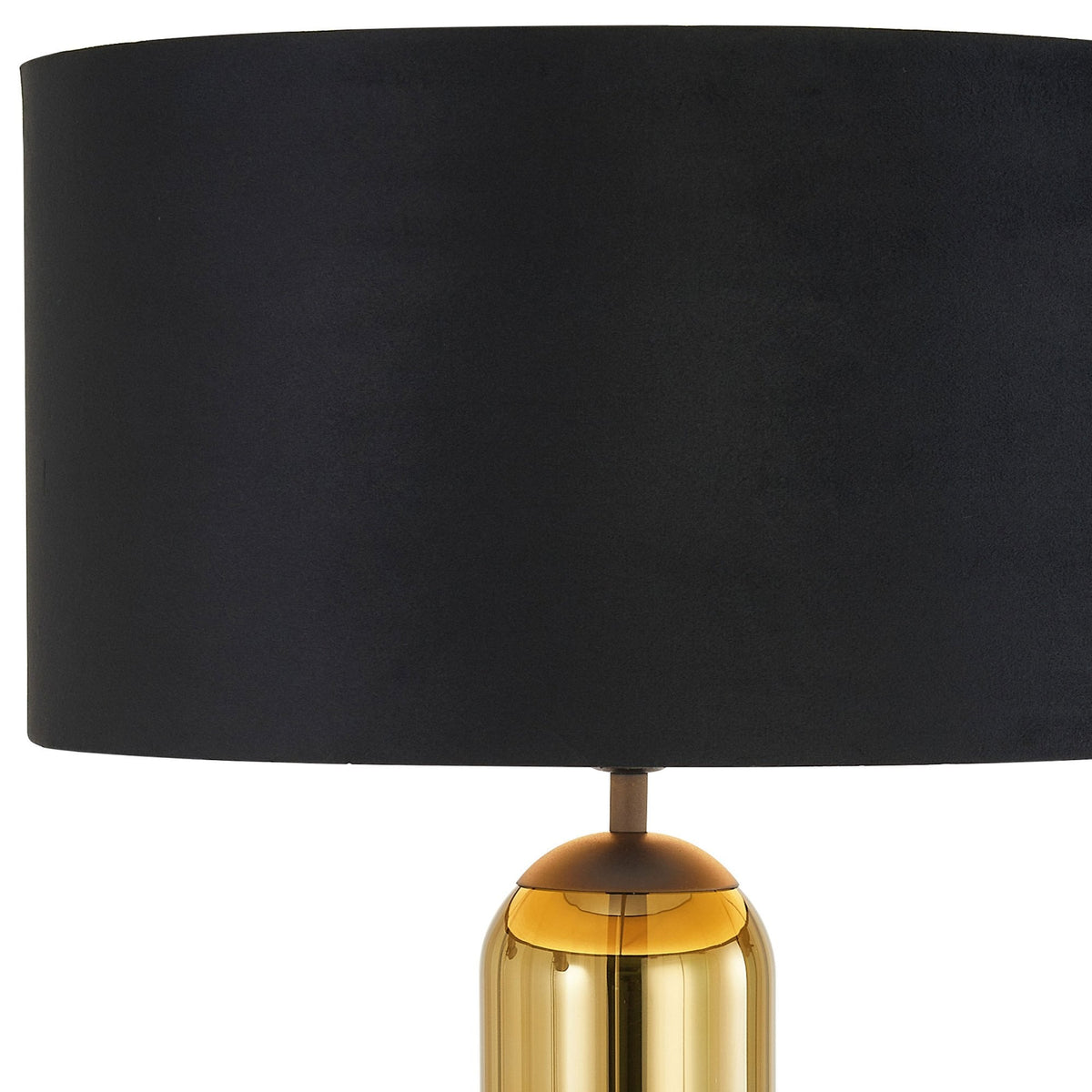 Hamble Tubular Table Lamp in Satin Black with Gold Fade Glass and Black Velvet Shade