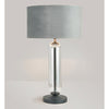 Hamble Tubular Table Lamp in Satin Black with Smoke Fade Glass and Dark Grey Velvet Shade