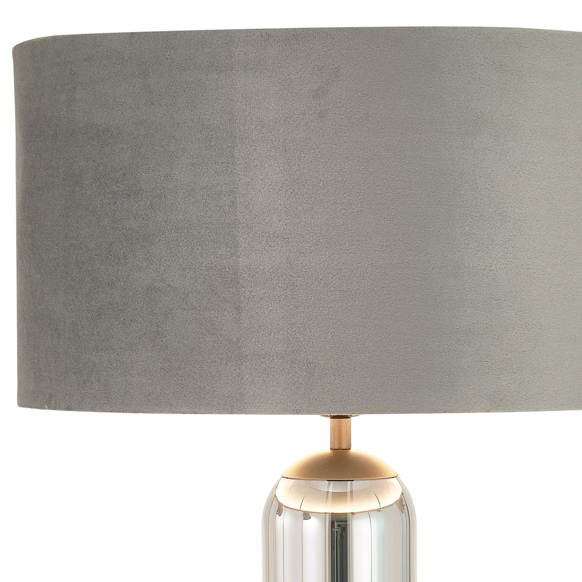Hamble Tubular Table Lamp in Satin Black with Smoke Fade Glass and Dark Grey Velvet Shade