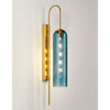 Hamble Curved Wall Light in Brass Gold with Blue Glass