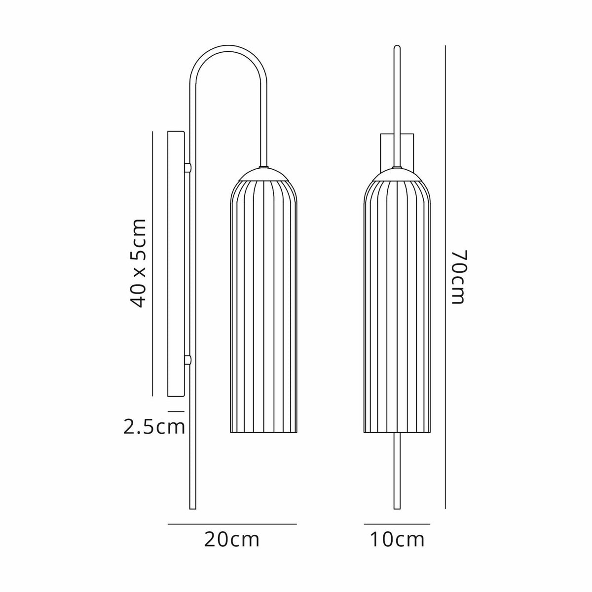 Hamble Curved Wall Light in Polished Nickel with Clear Glass