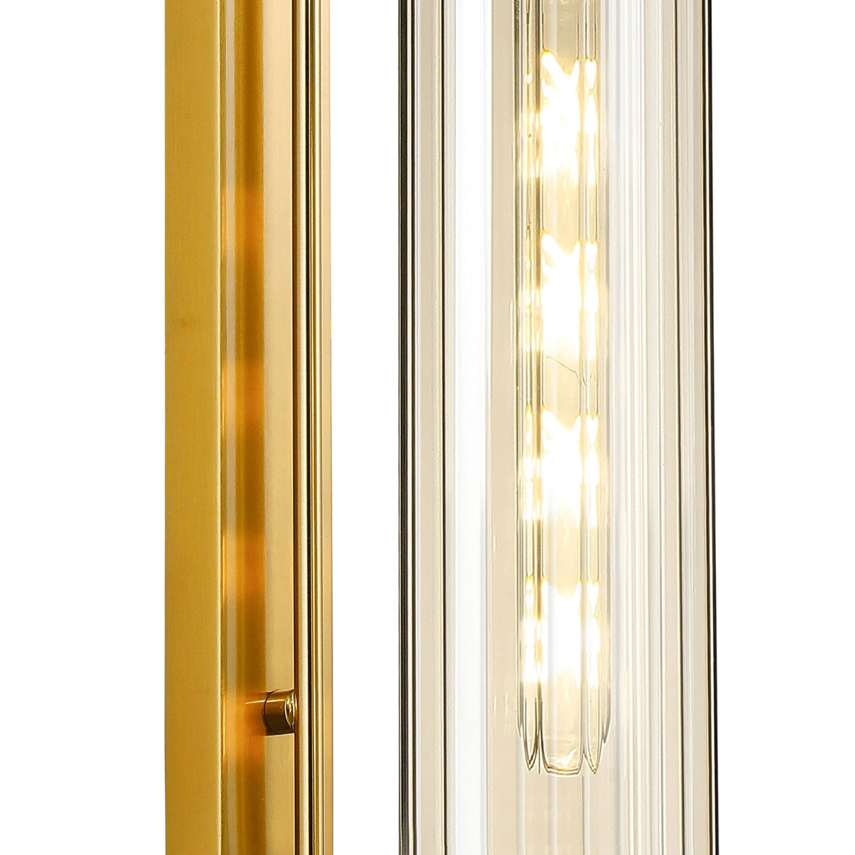 Hamble Curved Wall Light in Brass Gold with Cognac Glass