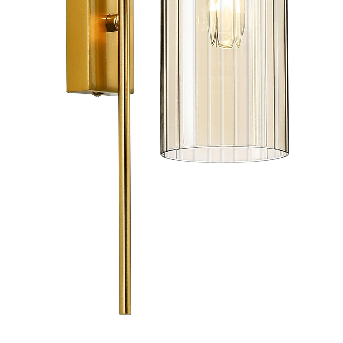 Hamble Curved Wall Light in Brass Gold with Cognac Glass