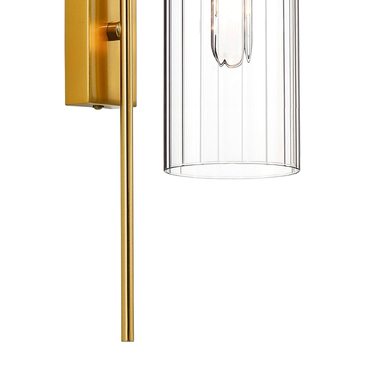 Hamble Curved Wall Light in Brass Gold with Clear Glass