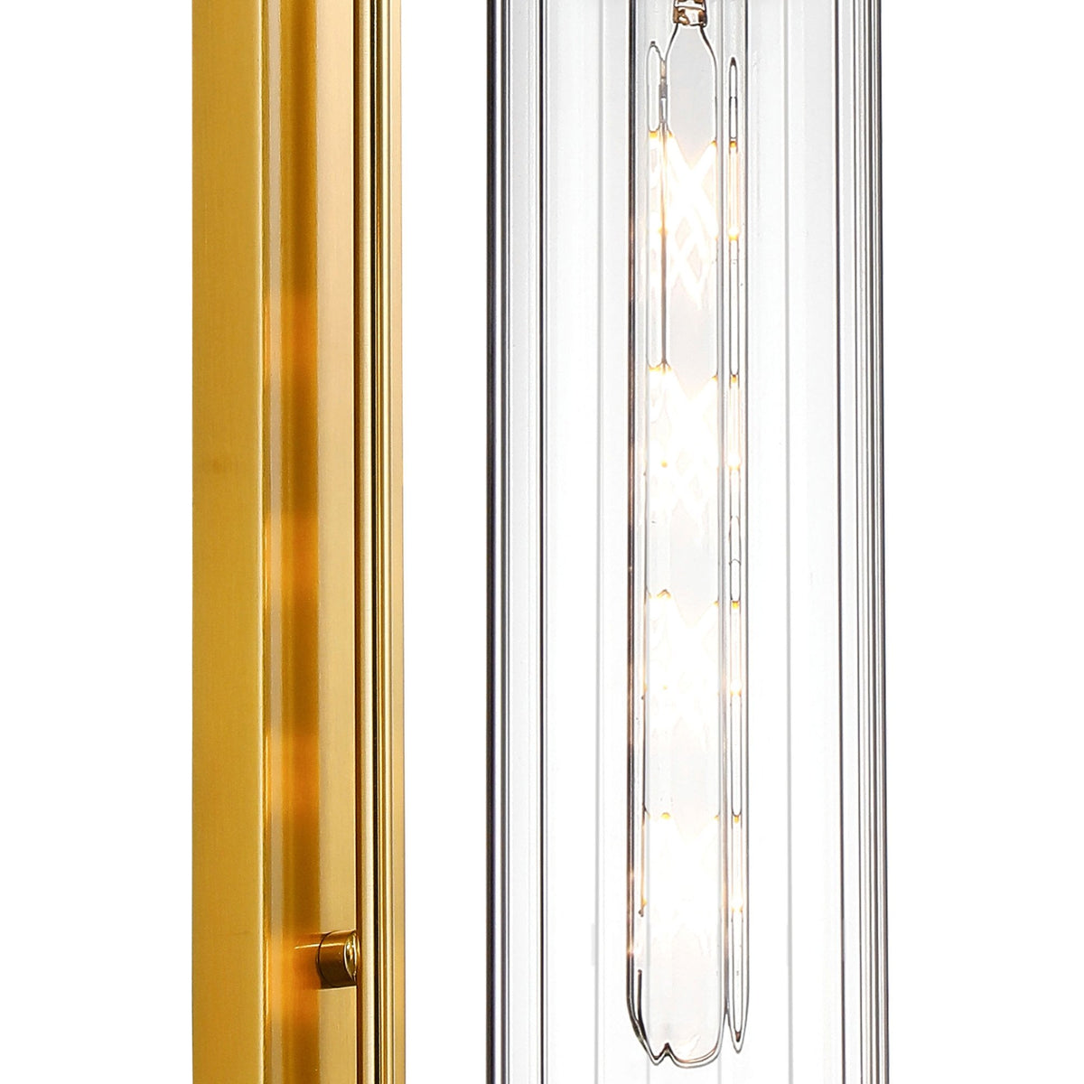 Hamble Curved Wall Light in Brass Gold with Clear Glass