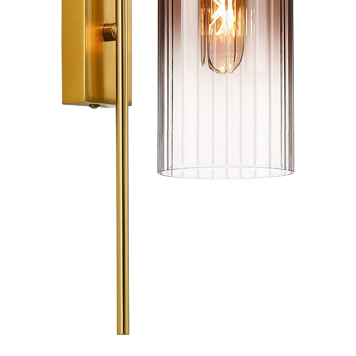 Hamble Curved Wall Light in Brass Gold with Copper Fade Glass