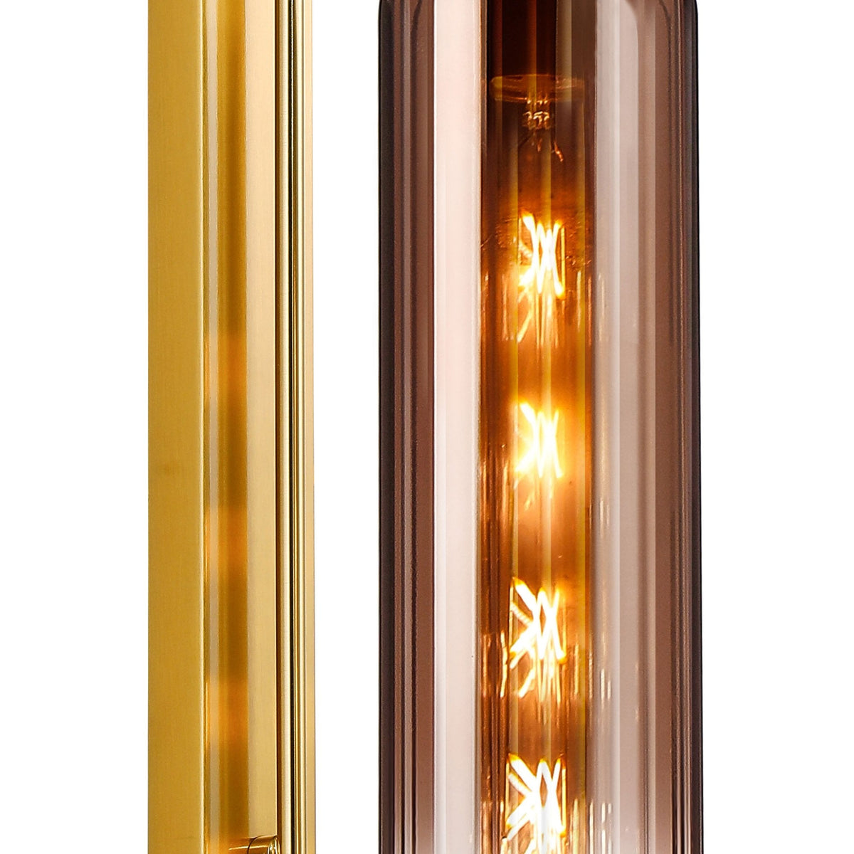 Hamble Curved Wall Light in Brass Gold with Copper Fade Glass