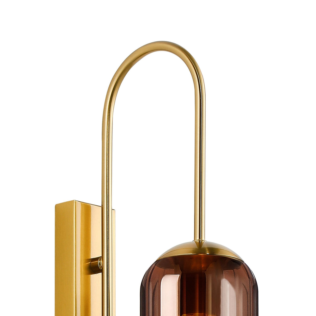 Hamble Curved Wall Light in Brass Gold with Copper Fade Glass