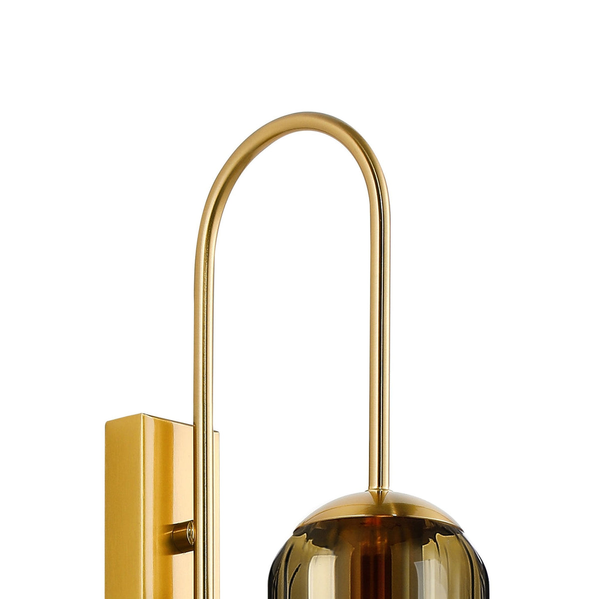 Hamble Curved Wall Light in Brass Gold with Gold Fade Glass