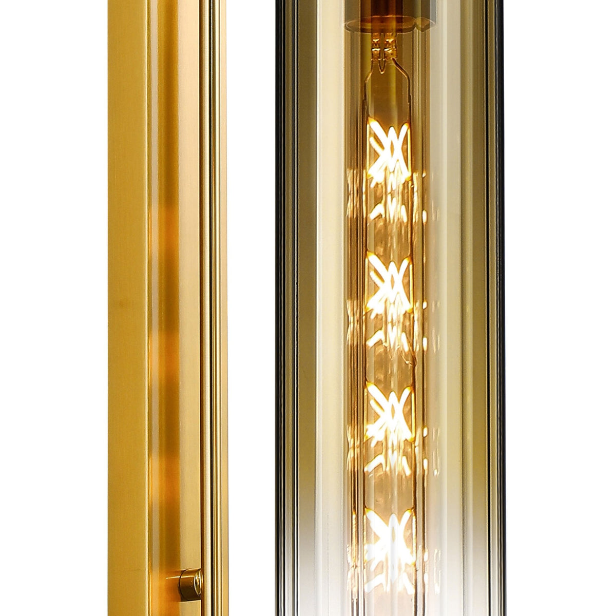 Hamble Curved Wall Light in Brass Gold with Gold Fade Glass