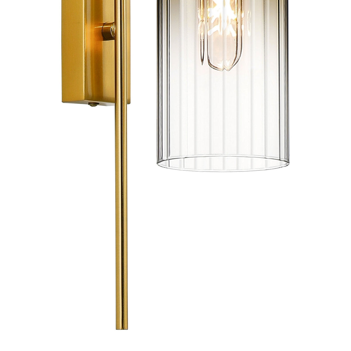 Hamble Curved Wall Light in Brass Gold with Gold Fade Glass
