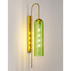 Hamble Curved Wall Light in Brass Gold with Green Glass