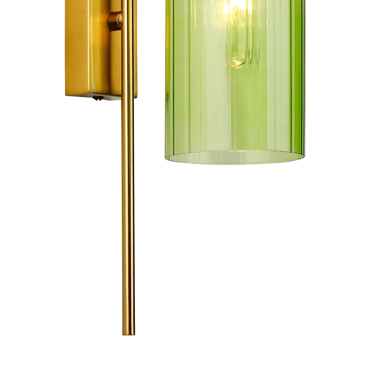 Hamble Curved Wall Light in Brass Gold with Green Glass