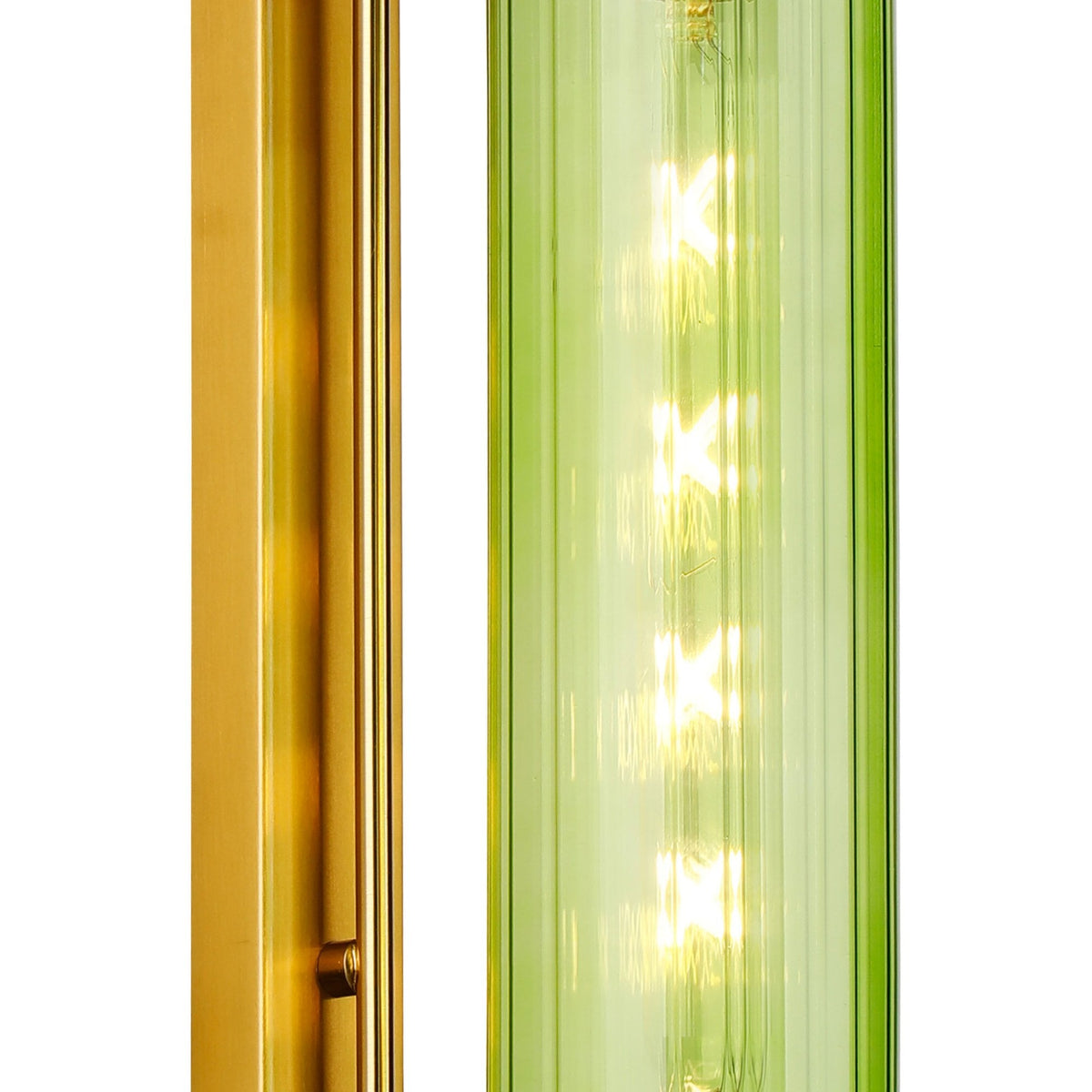Hamble Curved Wall Light in Brass Gold with Green Glass