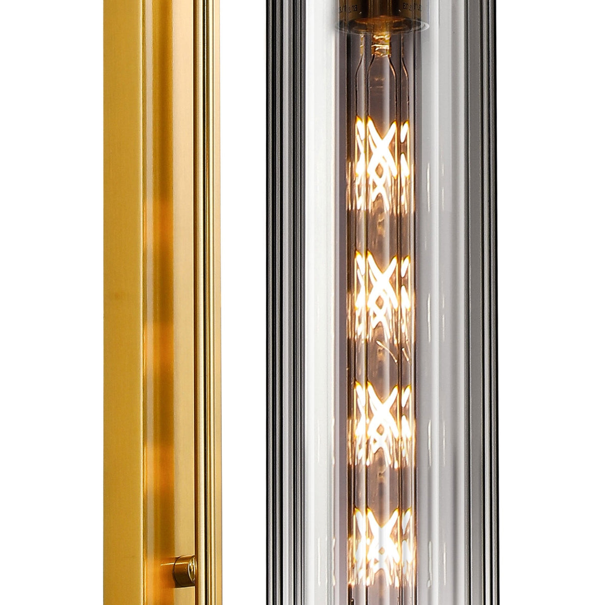 Hamble Curved Wall Light in Brass Gold with Smoke Fade Glass