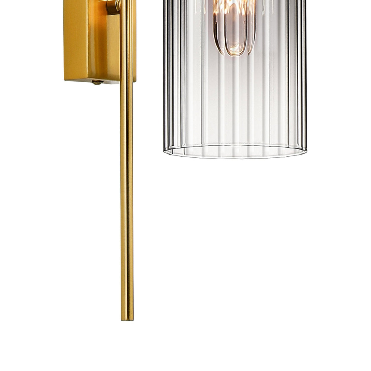 Hamble Curved Wall Light in Brass Gold with Smoke Fade Glass