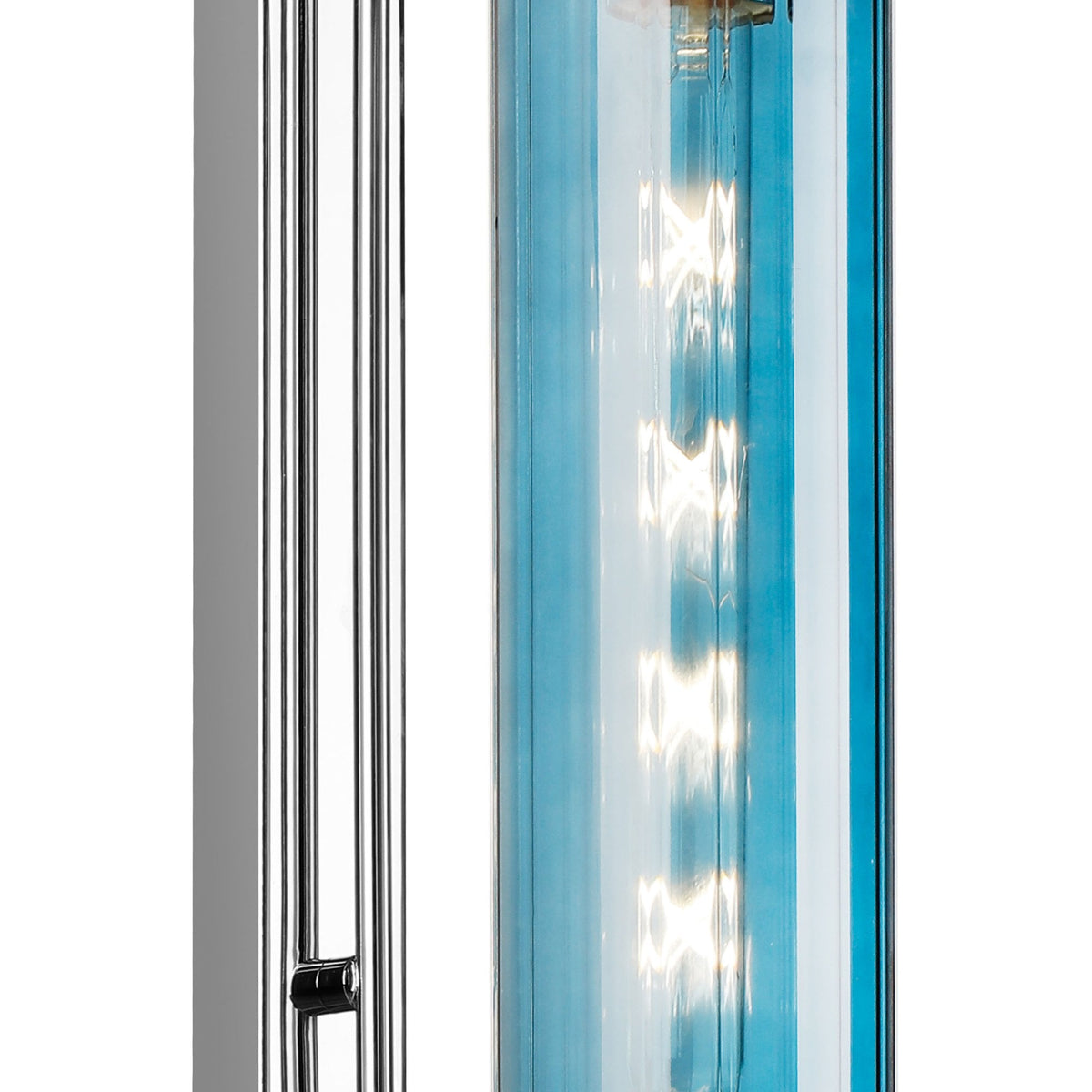Hamble Curved Wall Light in Polished Nickel with Blue Glass