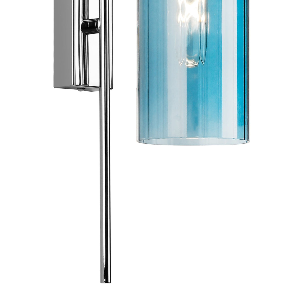 Hamble Curved Wall Light in Polished Nickel with Blue Glass