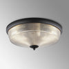 Stowford Large Flush Ceiling Light in Black & Clear Prismatic Glass