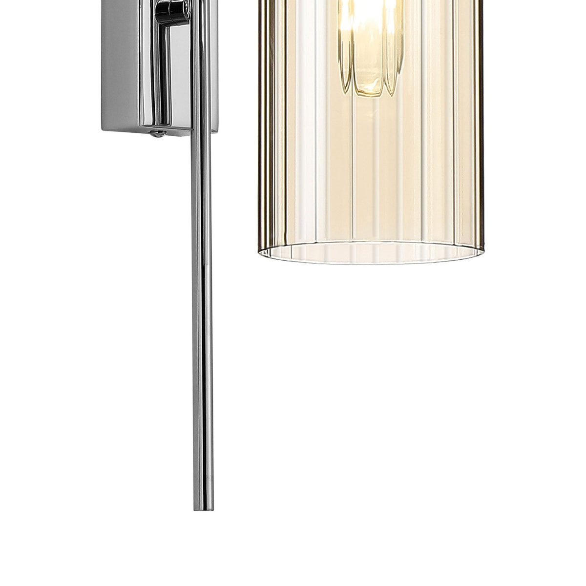 Hamble Curved Wall Light in Polished Nickel with Cognac Glass
