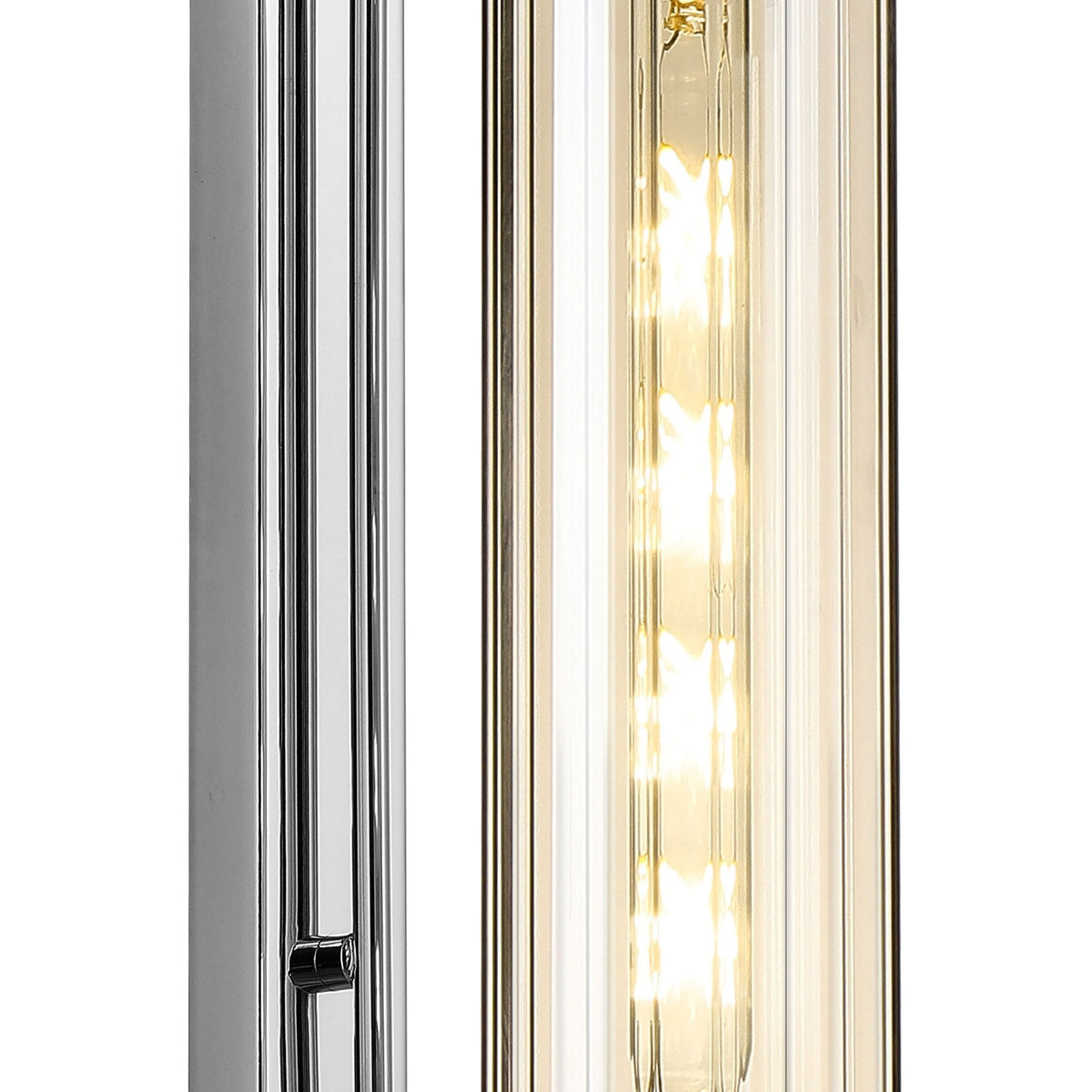 Hamble Curved Wall Light in Polished Nickel with Cognac Glass