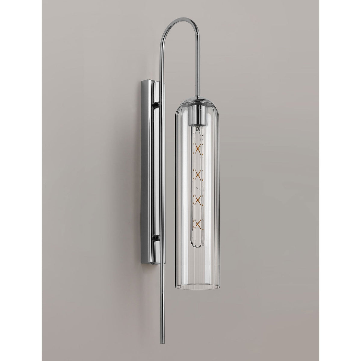 Hamble Curved Wall Light in Polished Nickel with Clear Glass