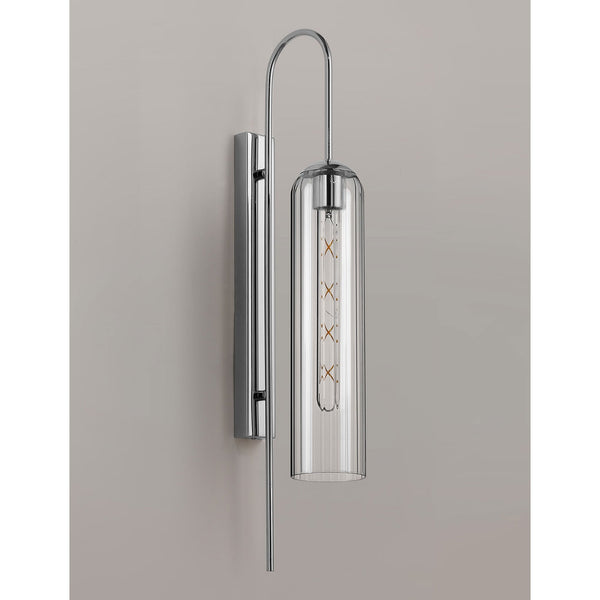 Hamble Curved Wall Light in Polished Nickel with Clear Glass