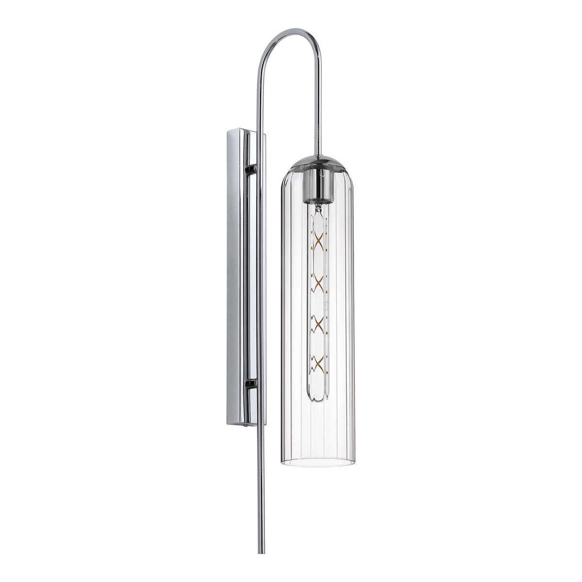 Hamble Curved Wall Light in Polished Nickel with Clear Glass