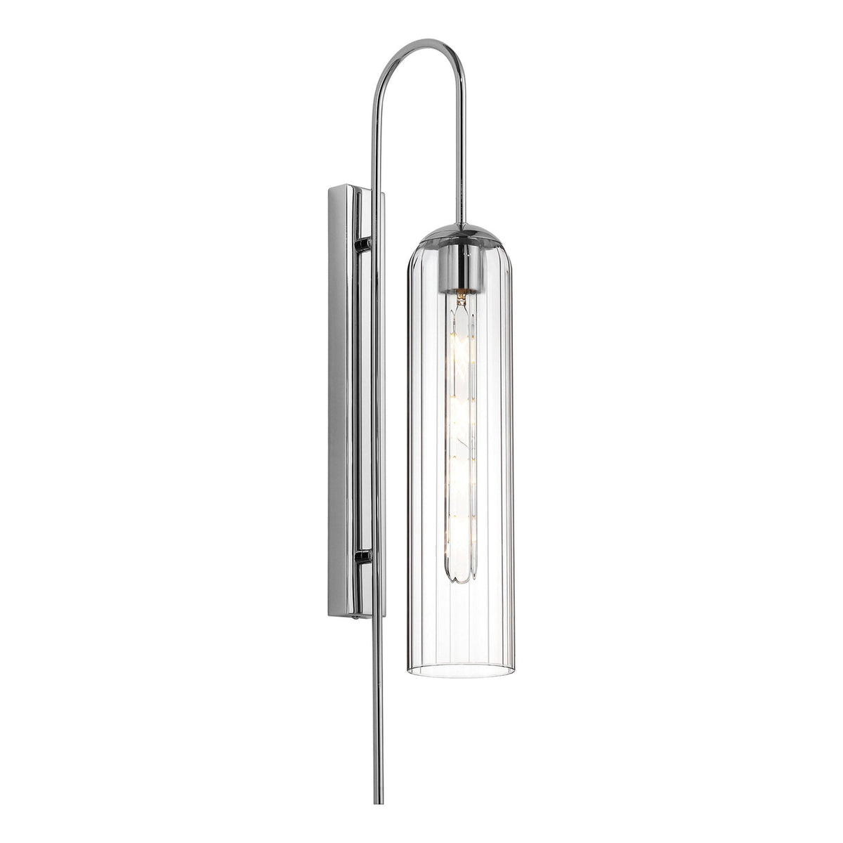 Hamble Curved Wall Light in Polished Nickel with Clear Glass