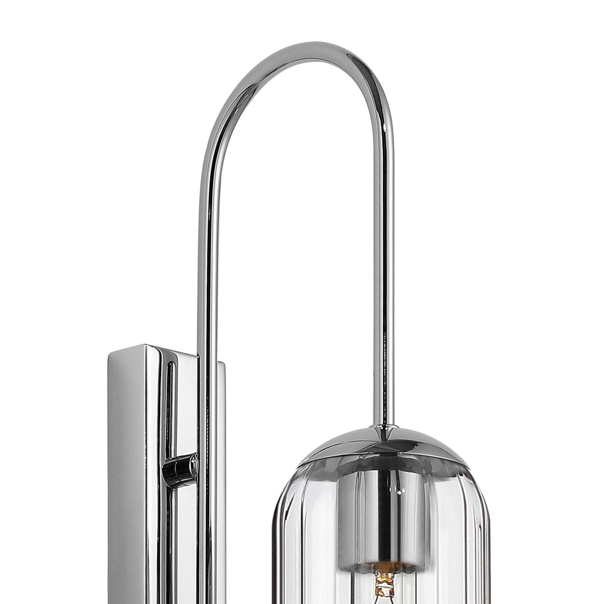 Hamble Curved Wall Light in Polished Nickel with Clear Glass