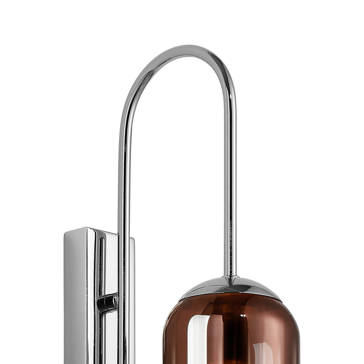 Hamble Curved Wall Light in Polished Nickel with Copper Fade Glass