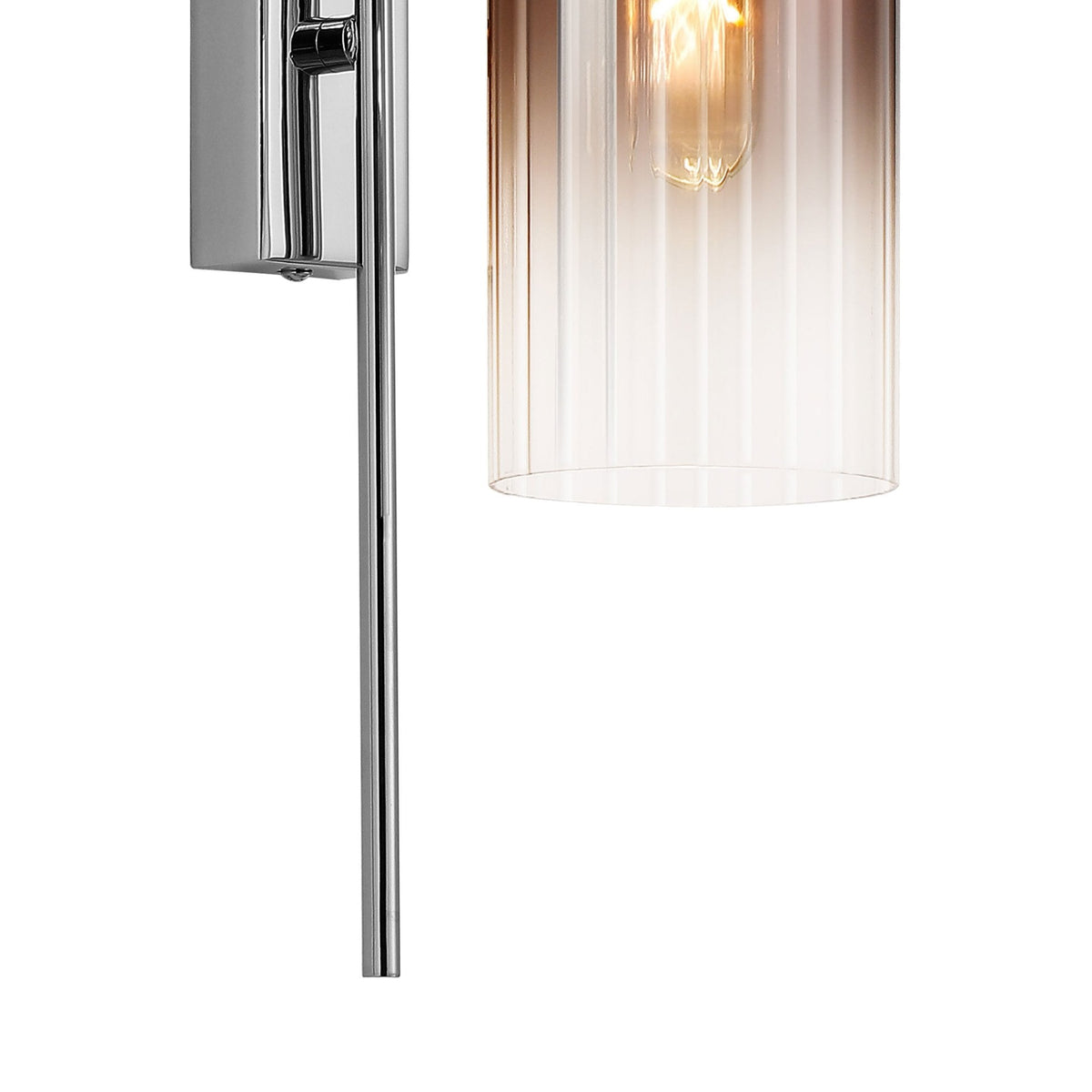 Hamble Curved Wall Light in Polished Nickel with Copper Fade Glass