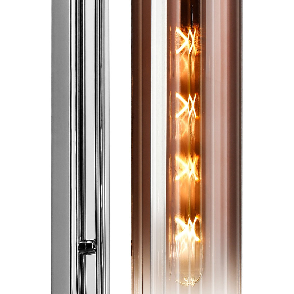 Hamble Curved Wall Light in Polished Nickel with Copper Fade Glass