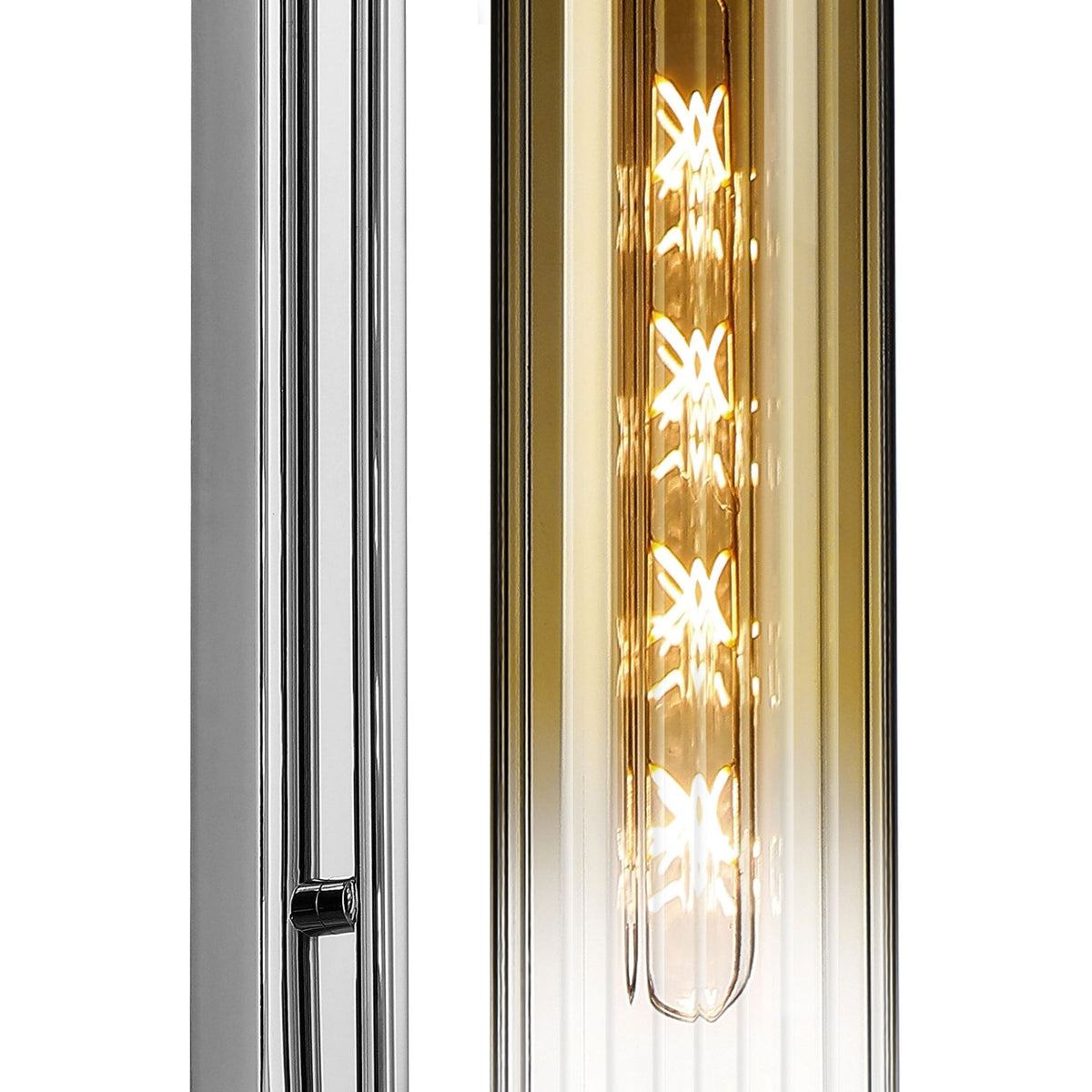 Hamble Curved Wall Light in Polished Nickel with Gold Fade Glass