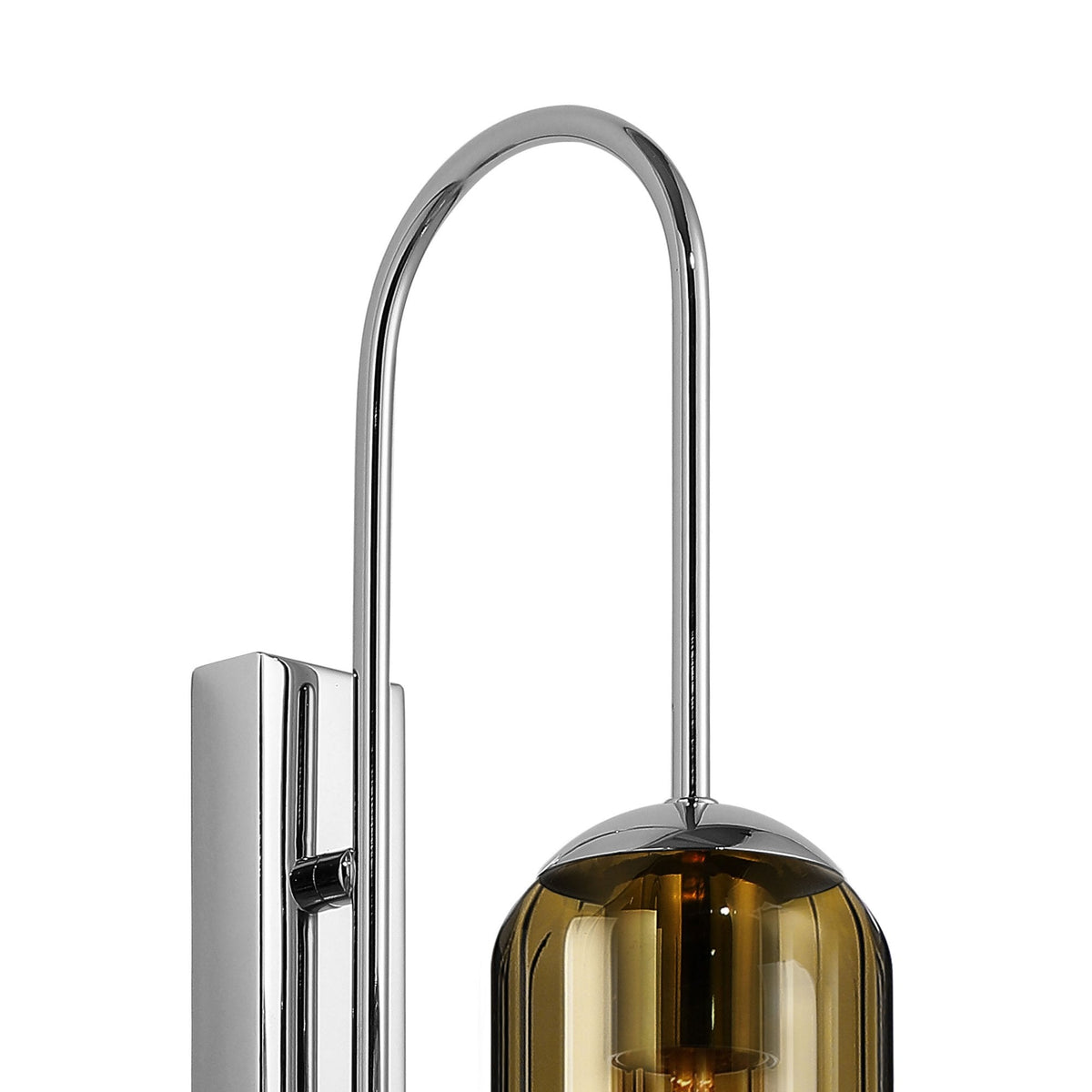 Hamble Curved Wall Light in Polished Nickel with Gold Fade Glass