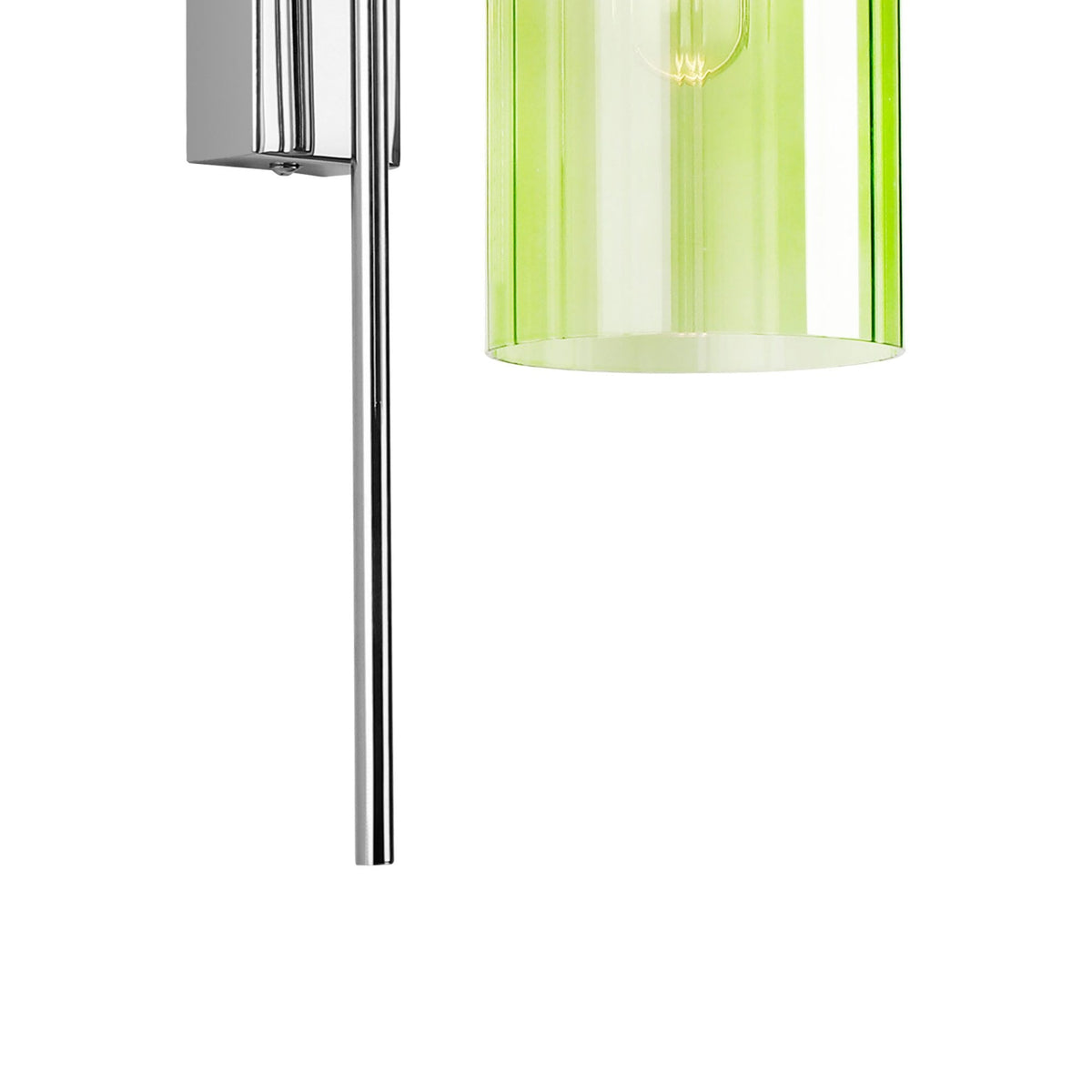 Hamble Curved Wall Light in Polished Nickel with Green Glass