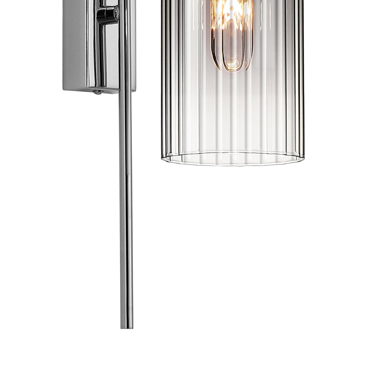 Hamble Curved Wall Light in Polished Nickel with Smoke Fade Glass