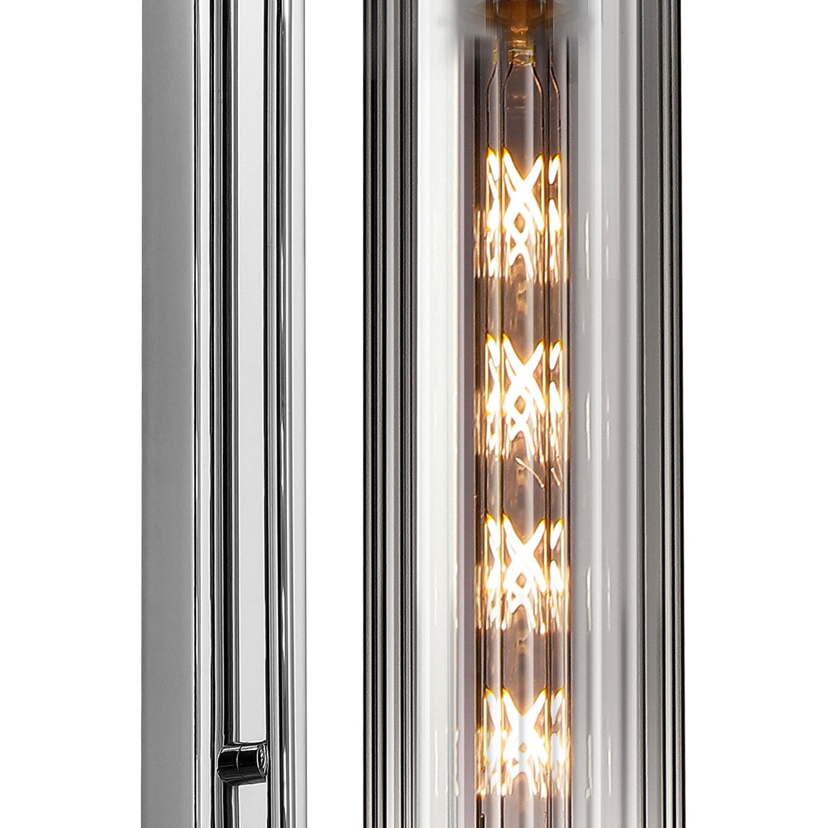 Hamble Curved Wall Light in Polished Nickel with Smoke Fade Glass
