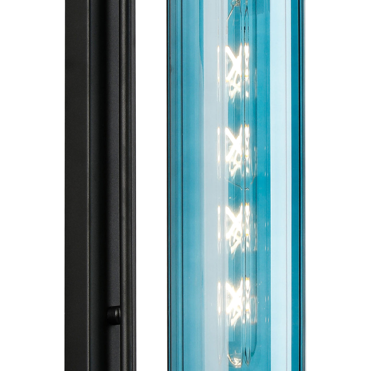 Hamble Curved Wall Light in Satin Black with Blue Glass