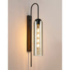 Hamble Curved Wall Light in Satin Black with Cognac Glass