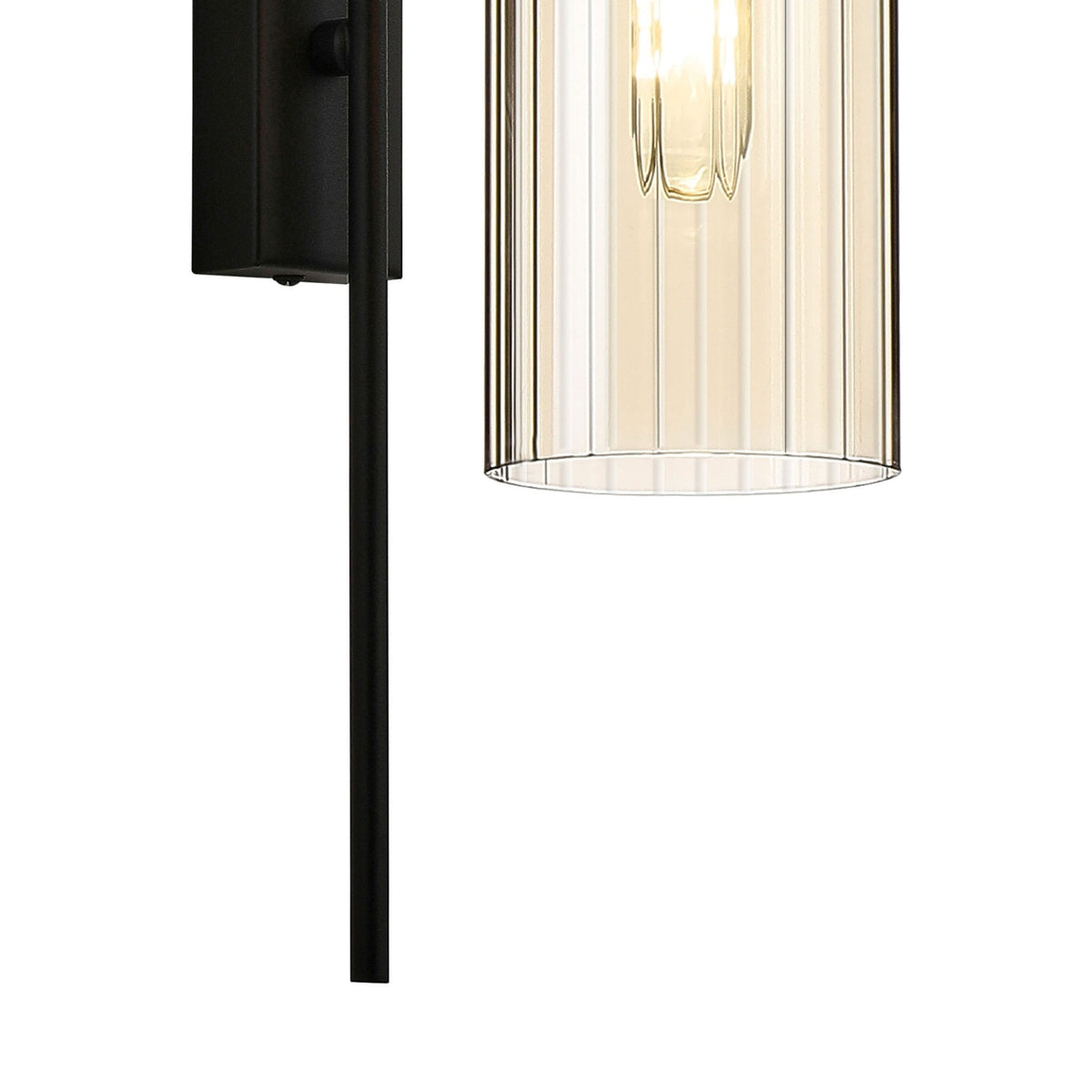 Hamble Curved Wall Light in Satin Black with Cognac Glass