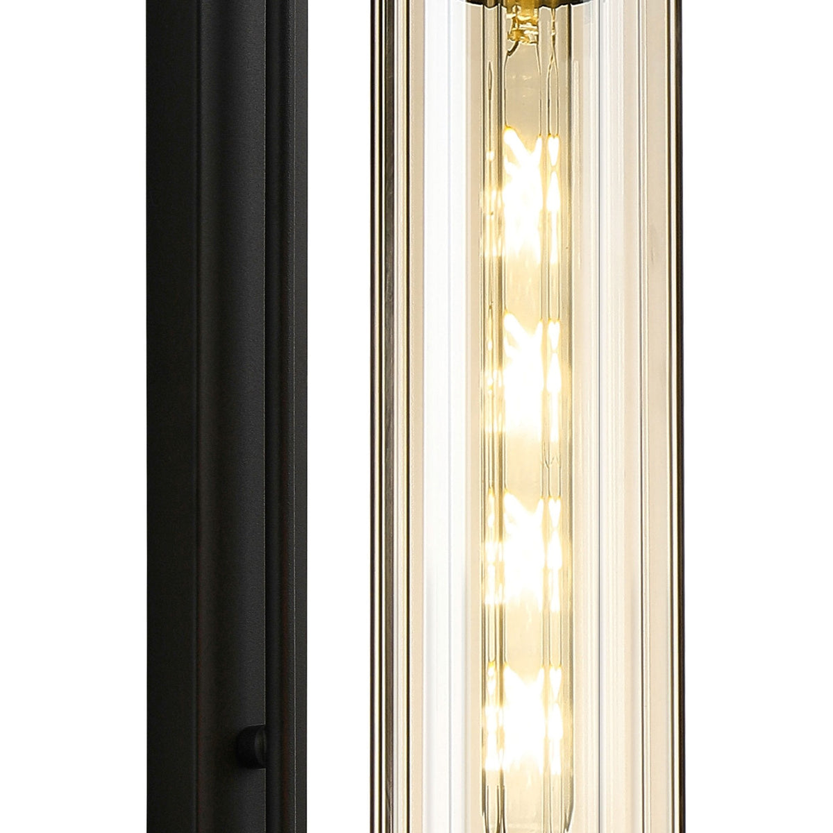 Hamble Curved Wall Light in Satin Black with Cognac Glass