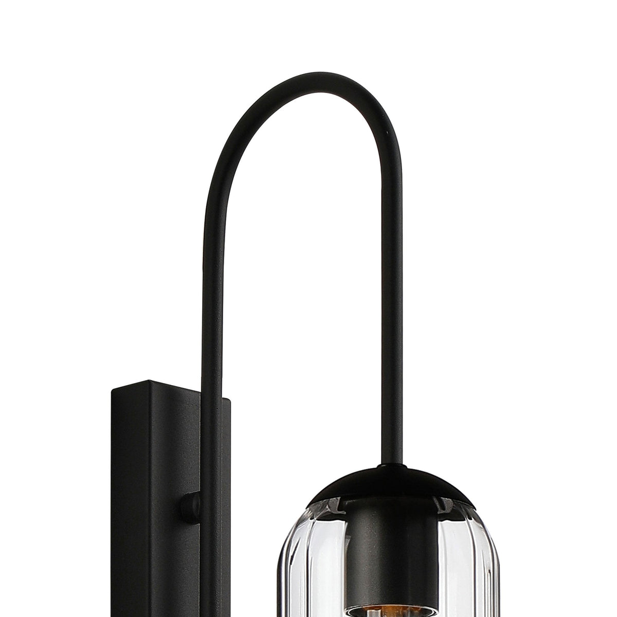 Hamble Curved Wall Light in Satin Black with Clear Glass