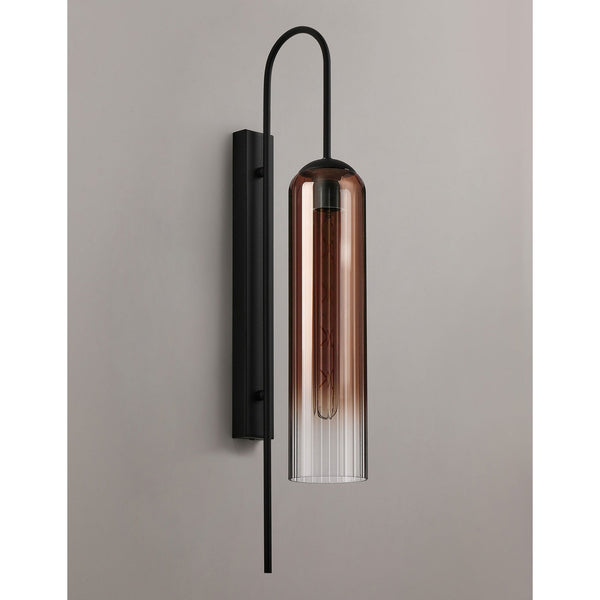Hamble Curved Wall Light in Satin Black with Copper Fade Glass