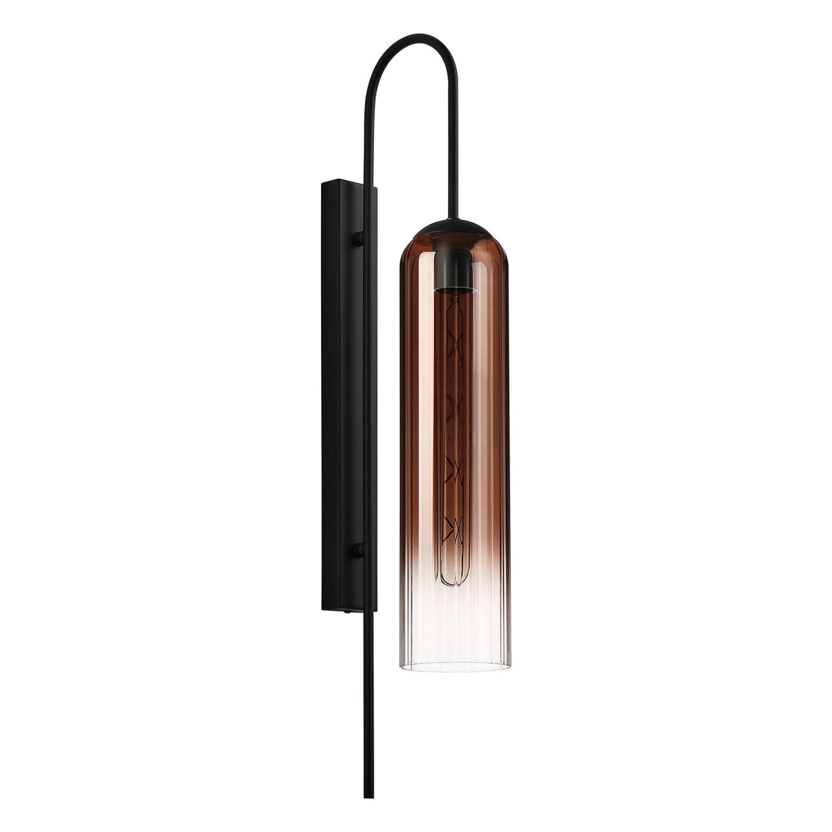 Hamble Curved Wall Light in Satin Black with Copper Fade Glass